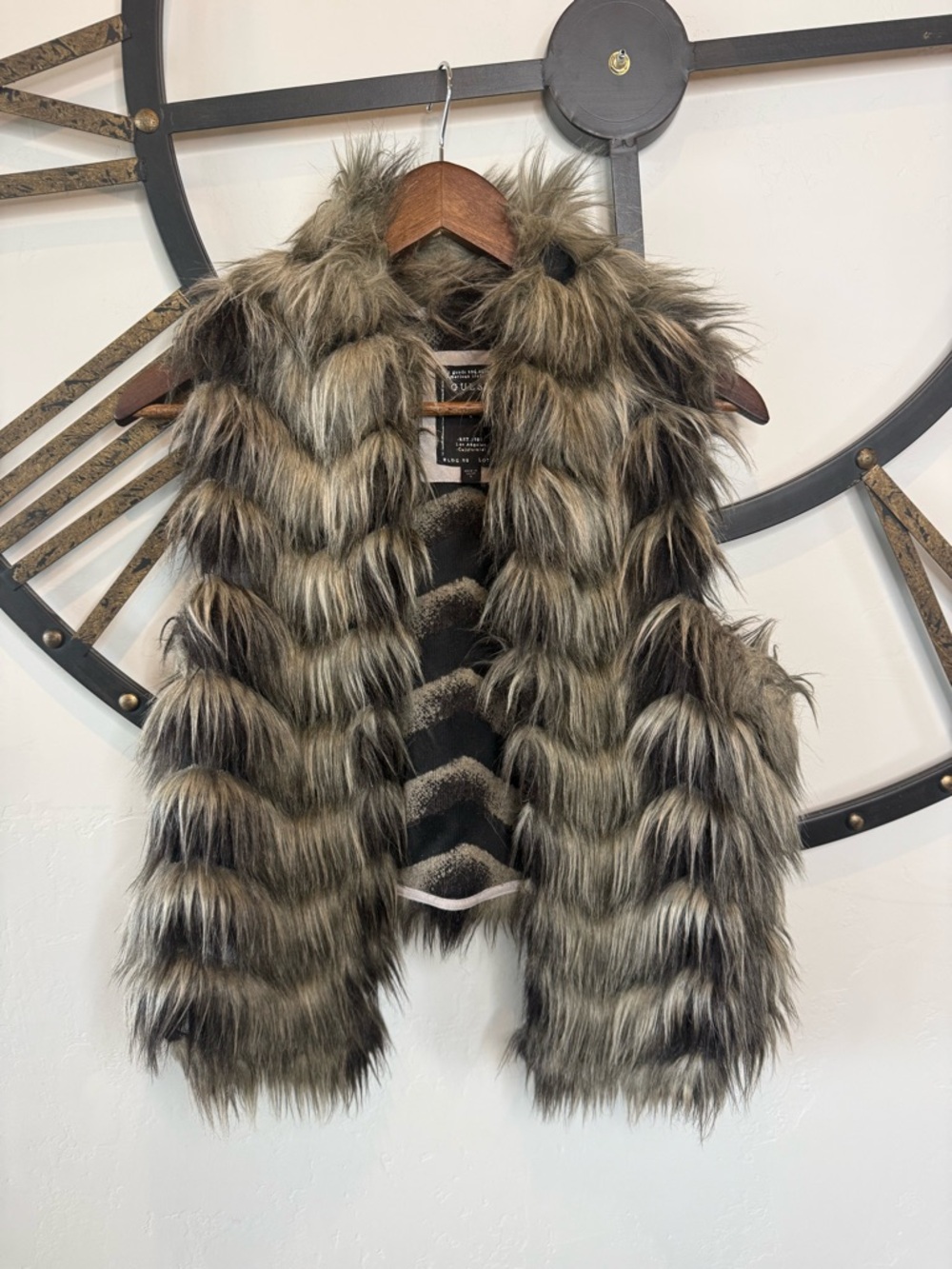 Guess Y2K Faux Fur Vest - Brown Stylish Layering Vest